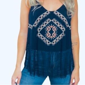 Haute Society Fringed Crop Top Size M